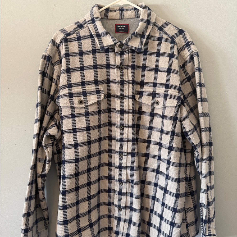 UNTUCKit Blue and Cream Plaid Shirt